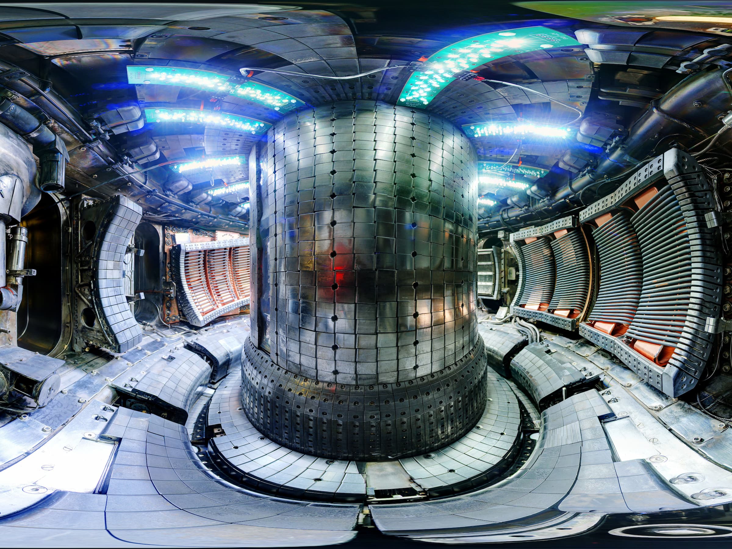 A panoramic view shows the interior of Alcator C-Mod, a type of donut-shaped fusion machine called a tokamak, at the Massachusetts Institute of Technology’s Plasma Science and Fusion Center. Credit: MIT Plasma Science and Fusion Center